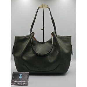 NWOT Sondra Roberts Women's Dark Green Pebbled Faux Leather Tote Bag Size L 2631